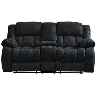 77 Inch Manual Reclining Loveseat with Storage In Black