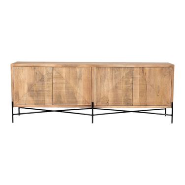 78 Inch Solid Wood Sideboard with Four Doors In Brown