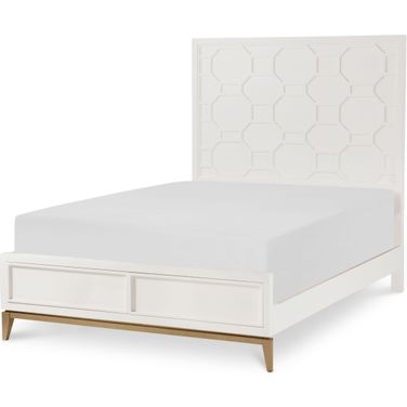 Chelsea Full Panel Bed In White and Gold