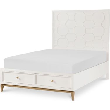 Chelsea Full Panel Storage Bed In White and Gold
