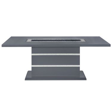 79 Inch Faux Crystals Glass and Wood Pedestal Base Dining Table In Dark Gray