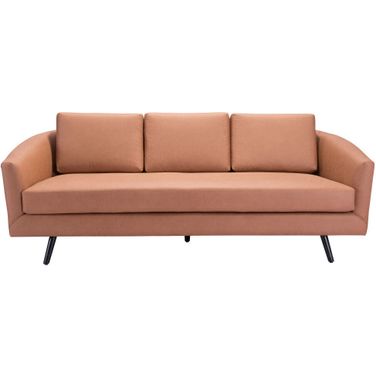 79 Inch Faux Leather Sofa with Black Legs In Brown