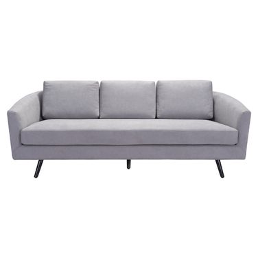 79 Inch Polyester Sofa with Black Legs In Gray