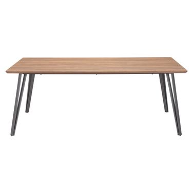 79 Inch Steel Dining Table In Wood Brown and Gray