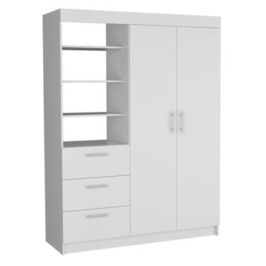 79 Inch Wood Two Door Three Drawer Combo Dresser In White