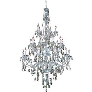 7925g43c GtRc Verona 43" Chrome 25 Light Chandelier With Golden Teak Royal Cut Crystal Trim