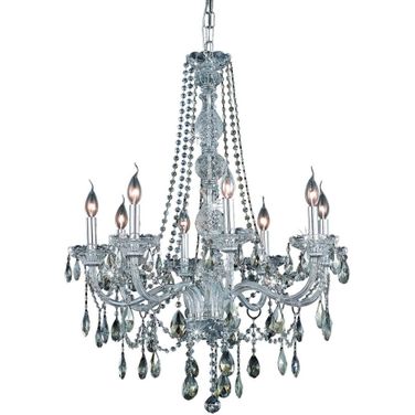 7958d28c GtRc Verona 28" Chrome 8 Light Chandelier With Golden Teak Royal Cut Crystal Trim
