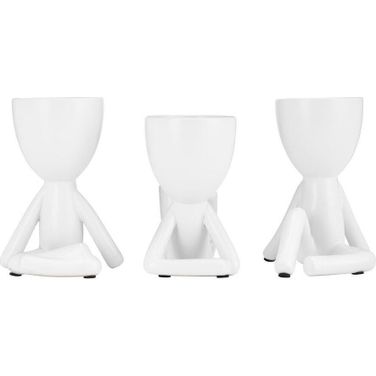 8 Inch Sitting Humans Set of 3 In White