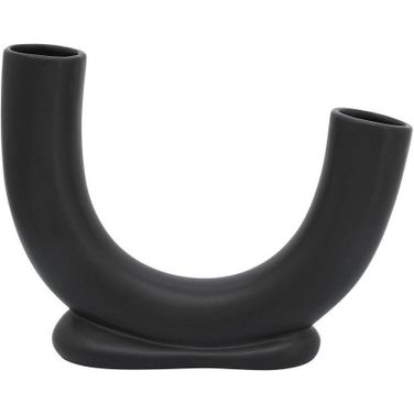 8 Inch U-Shaped Vase With Base In Black
