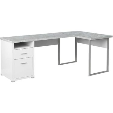 80 Inch Computer Desk In White Cement Look With Left Or Right Face