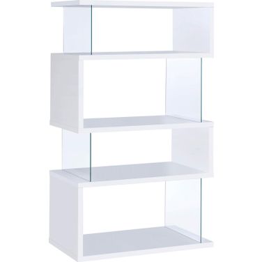 Emelle 4-tier Bookcase White and Clear