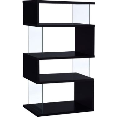 Emelle 4-tier Bookcase Black and Clear