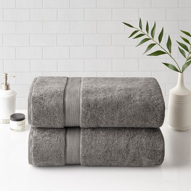 800gsm Ultra-Soft Cotton Absorbent 2 Piece Towel Set In Grey