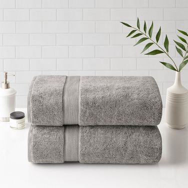800gsm Ultra-Soft Cotton Absorbent 2 Piece Towel Set In Silver