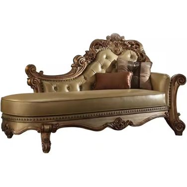 81 Inch Faux Leather Tufted Lounge Chair and Toss Pillows In Bone and Pearl