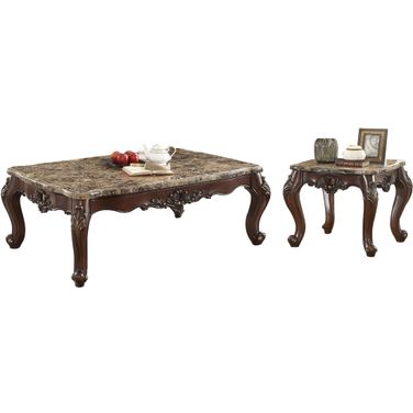 Devayne Marble and Dark Walnut Occasional Table Set