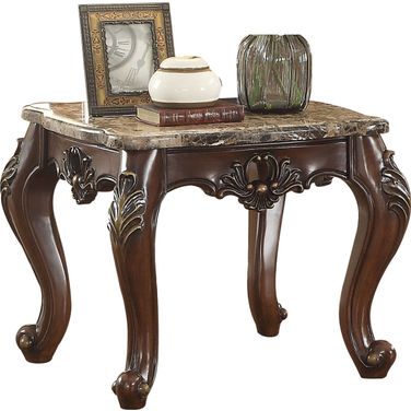 Devayne Marble and Dark Walnut End Table