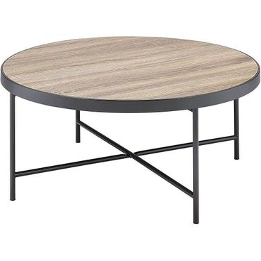 Bage Weathered Gray Oak and Metal Coffee Table
