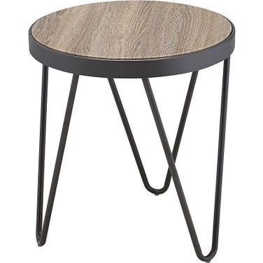 Bage Weathered Gray Oak and Metal End Table