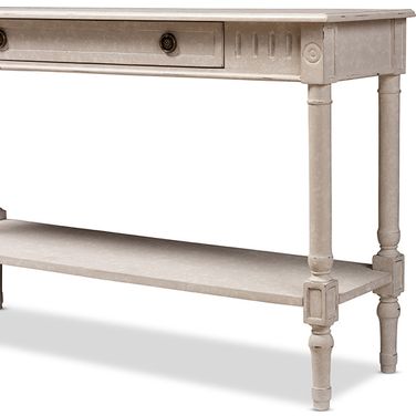 Baxton Studio Ariella Country Cottage Farmhouse Whitewashed 1-Drawer Console Table RAM13
