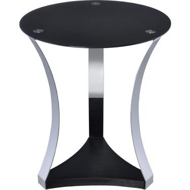 Geiger Chrome and Black Glass End Table