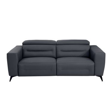 83 Inch Italian Leather USB Reclining Sofa with Black Legs In Gray