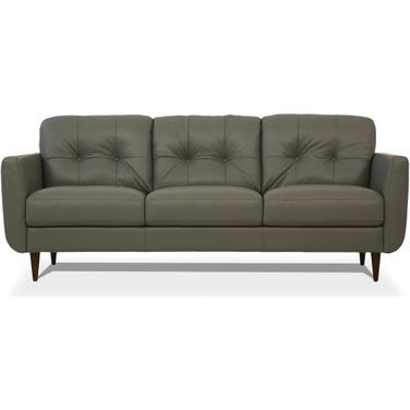 83 Inch Leather Sofa with Black Legs In Green