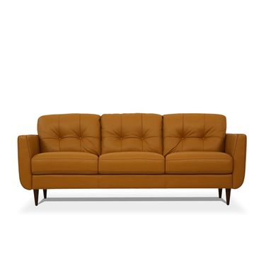 83 Inch Leather Sofa with Black Legs In Orange
