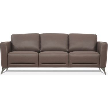 83 Inch Leather Sofa with Black Legs In Taupe