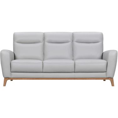 83 Inch Leather Sofa with Brown Legs In Gray