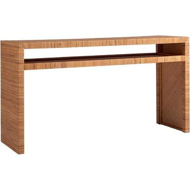 Coastal Living Wrapped Split Rattan Long Key Console Table