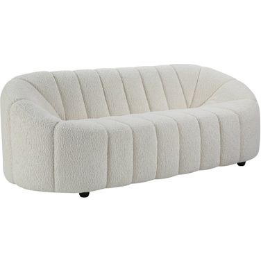 84 Inch Sherpa Sofa with Black Legs In White