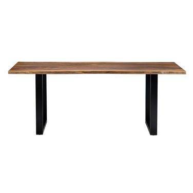 86 Inch Solid Sheesham and Iron Dining Table In Brown and Black