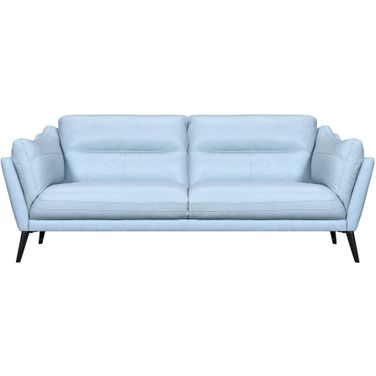 87 Inch Leather Sofa with Black Legs In Sky Blue