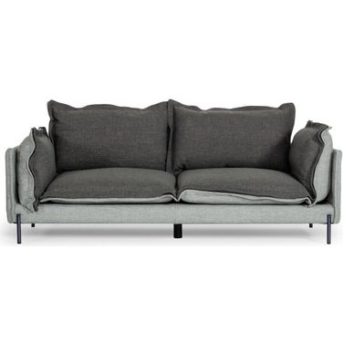 87 Inch Polyester Blend Sofa with Silver Legs In Dark Gray