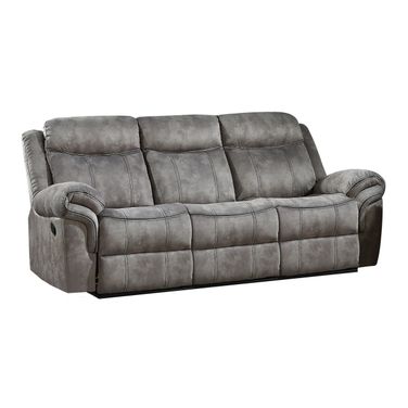 87 Inch Velvet Reclining USB Sofa with Black Legs In Gray