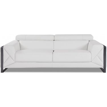 89 Inch Italian Leather Sofa with Chrome Legs In White