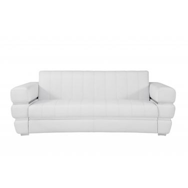 89 Inch Italian Leather Sofa with Silver Legs In White