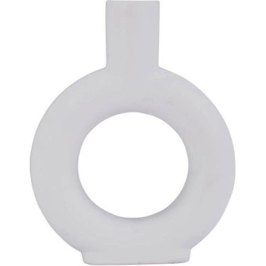 9 Inch Round Cut-Out Vase In White