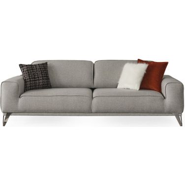 90 Inch Sleeper Sofa and Toss Pillows with Silver Legs In Linen
