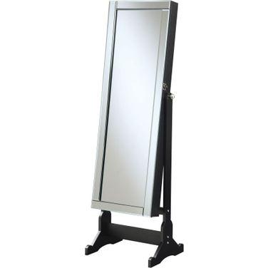 Cortez Storage Jewelry Cheval Mirror Black