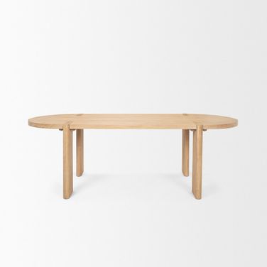 91 Inch Wood Oval Dining Table In Light Brown
