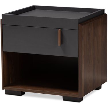 Baxton Studio Rikke Modern And Contemporary Two-Tone Gray And Walnut Finished Wood 1-Drawer Nightstand
