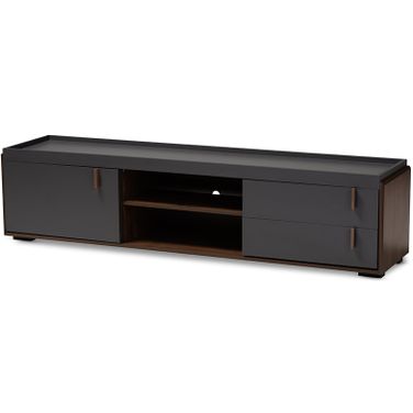 Baxton Studio Rikke Modern And Contemporary Two-Tone Gray And Walnut Finished Wood 2-Drawer Tv Stand