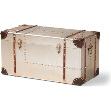 Baxton Studio Bechet French Industrial Silver Metal Storage Trunk