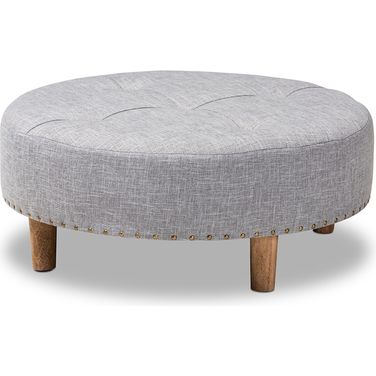 Baxton Studio Vinet Modern And Contemporary Light Gray Fabric Upholstered Natural Wood Cocktail Ottoman