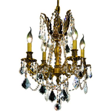 Rosalia 17" French Gold 4 Light Pendant With Clear Royal Cut Crystal Trim