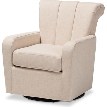 Baxton Studio Rayner Modern And Contemporary Beige Fabric Upholstered Swivel Chair