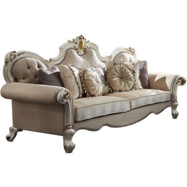 93 Inch Velvet Sofa and Toss Pillows In Pearl