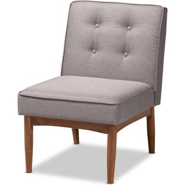 Baxton Studio Arvid Mid-Century Modern Gray Fabric Upholstered Wood Dining Chair